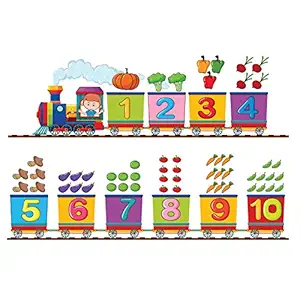 woopme Amazing Wall Stickers Kids Learning Numbers Train Vinyl Printed (Multicolor, L X H 50 X 50 cm)