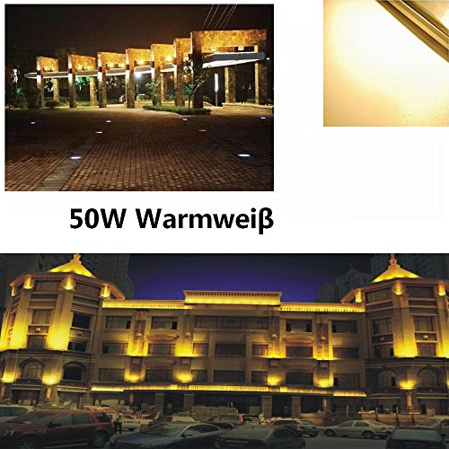 SAILUN 50W LED Fluter Floodlight Strahler Licht Scheinwerfer Außenstrahler Wandstrahler Silber Aluminium IP65 Wasserdicht AC 85 – 265V WarmWeiß - 6