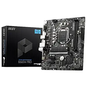 MSI B560M PRO Motherboard, Micro-ATX, Supports Intel Core 11th Gen Processors, LGA 1200-2 x DIMMs (5200MHz/OC), 1 x PCIe 4.0 x16, 1 x M.2 Gen4/3, 2.5G LAN