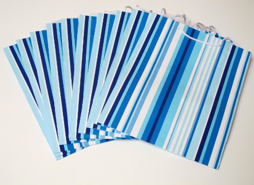 Susy Card 11277621 Geschenktaschen, 10-er Packung, glänzendes Papier, Motiv Colors of stripes, blau - 2