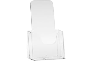 ‎DELIGHT DISPLAYS DELIGHT DISPLAYS® Tischaufsteller Prospekthalter Flyerbox DIN Lang im 4er Pack - transparente Flyerständer Prospektständer aus klarem Kunststoff für DL Flyer 99 x 210 mm mit 32 mm Fachtiefe