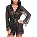 Produktbild Sexy Dessous, Beikoard Frauen Sexy Lange Seide Kimono Morgenmantel Babydoll Dessous Bath Robe Lace Patch lange Bademäntel Nachthemd (S, Schwarz)