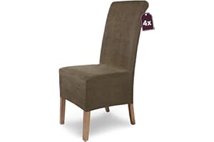 ‎SH SCHEFFLER-HOME LIVE HOMESTYLE Scheffler Home Stuhlhussen Leon Veltara Taupe-Braun 4er Set – Elastische Stuhlbezüge in Wildlederoptik für Freischwinger und Esszimmerstühle – Öko-Tex Zertifiziert