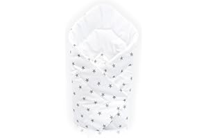 BABYMAM Baby Swaddle Wrap Infant Bedding Blanket/Cotton Newborn Duvet Quilt Envelope 0 to 3 Months (Grey stars on white background)