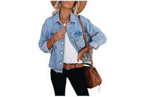 JayscreateEU Women's Ripped Denim Jacket Cropped Ladies Oversized Distressed Hem Baggy Short Crop Jean Jacket UK