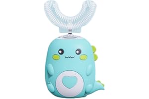 AWLVE Lulabini DinoBrush 360° Ultrasonic Toothbrush Children's Toothbrush Electric with IPX7/LED/5 Cleaning Modes, Teeth Brushing becomes a Game (Green 6-12 Years)