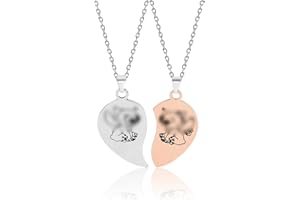 BSNRDX Dessin Animé Collier 2 Pièces Coeur Pendentif Chaîne Collier de Personnage de Dessin Animé Meilleur Ami Colliers Enfants Cadeau pour Garçon Fille