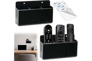 Fiotha 3 Slot Wall Mount Remote Control, Pack of 2 Remote Control Mounts, TV Controller Holder, Remote Control Wall Mount Holder, for Offices, Study, Bedrooms, Living Rooms (Black)