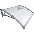 VOUNOT Front Door Canopy Outdoor Awning, Rain Shelter for Back Door, Porch, Window, 120 x 80 cm, Grey