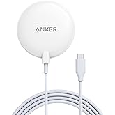 Anker Wireless Charger, Magnetic Pad with 5 ft Built-In USB-C Cable, For iPhone 16/16 Pro/16 Pro Max/16 Plus/15/15 Pro/15 Pro