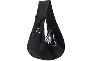 YISIMIN Puppy Carrier Sling - Reversible Dog Sling Carrier for Small & Medium Dog Cat, Hand-Free Dog Sling Carrier with Pocket, Soft Comfortable Dog Sling for Walking Subway Shopping Travel(Black)