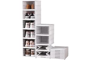 ‎HEIKOECO Heikoeco®Schuhbox, Schuhorganizer,Schuhkarton, Schuhaufbewahrung, stapelbar, faltbar 6-lagige transparente Schuhbox mit Tür, platzsparend Sportschuhbehälter, Schuhe Organizer, bis Größe 46