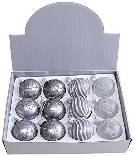 Preisvergleich Produktbild Weihnachtsschmuck Baumkugel - 12 Stück, Ø 6 cm, silber
