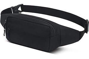 RIDIRUN Bumbags Waist Fanny Packs for Men Women Fashion Bum Bag with Adjustable Belt for Sport Running Hiking Travel Cycling Walking Dog Boys Ladies (Black)