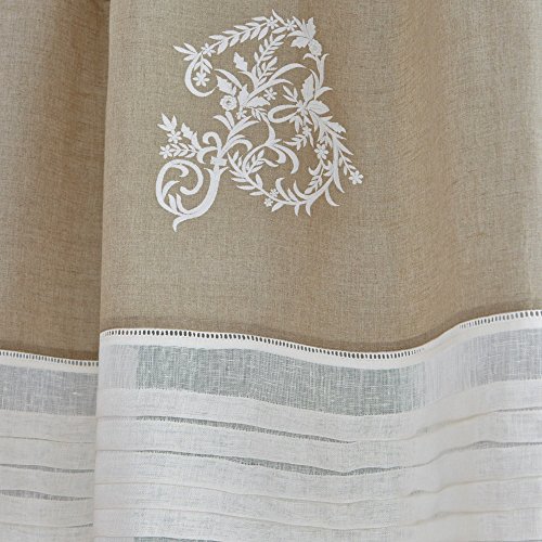 LOBERON Hochwertige Leinengardine Gratot mit edler Monogramm-Stickerei, creme - 2