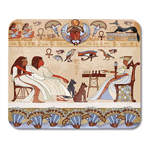 Mouse Pads Murals Ancient Egypt Scene Egyptian Gods and Pharaohs Hieroglyphic Carvings on The Exterior Walls Mouse Pad