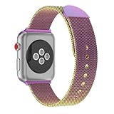 7Lucky Uhrenarmband Edelstahl,Metall Armbänder,Ersatz Band Smart Watch Band Gurt Handgelenk Armband Kompatibel für Apple Watch Serie 4/3/2/1 42 / 44mm (Mehrfarbig)