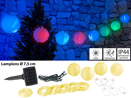 Lunartec Solar-LED-Lichterkette m. 10 Mini-Lampions, farbwechselnd, 1,8 m, IP44