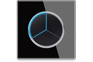 WALLPOINT Circle 1/2/3/4 gang 2 way Push Button Wall Light Switch Glass Frame Light LED Indicator (black 3 gang 2 way)