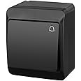 ELECTRO-PLAST HERMES Modern Surface-Mounted Series/Light Switch/Double Switch/Socket Multiple / IP44 Waterproof/Outdoor Use/Black (Bell Push)