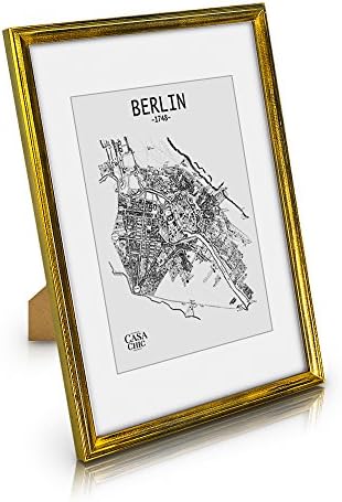 Antic by Casa Chic SOLID WOOD Shabby Chic Photo Frame - A3 Frame - Perspex Front - With Picture Mount for A4-1 Frame - 2cm Edge Width - Gold