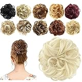 FESHFEN Messy Hair Scrunchies Hair Bun Extensions Curly Wavy Hair Pieces For Women Updo Ponytail Hair Extensions Hair Donut Hair Chignons Hair Accessories - A23 Ash Platinum Blonde