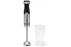 Huslog Frullatore a Immersione 1000W, 20 Velocità + Turbo, Lama in Acciaio Inox, Funzione Tritaghiaccio, Bicchiere 700ml, per Zuppe, Smoothie e Salse, Nero/Argento
