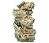 modernes Design Dehner Gartenbrunnen Albero mit LED Beleuchtung, ca. 77 x 47 x 41 cm, Polyresin, grau