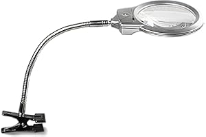 Meichoon Lampa powiększająca ze światłem, lupa zaciskowa, klips na stół jasne diody LED podświetlane lupy, do czytania diamentowego malowania ściegiem krzyżykowym