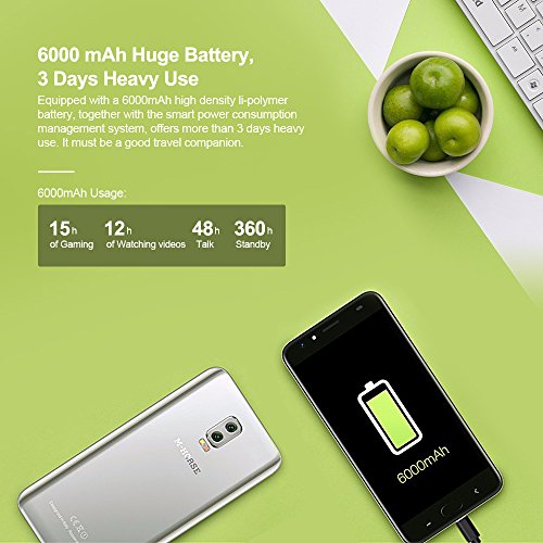 M-HORSE Power 2 Smartphone 4G LTE Ohne Vertrag mit 6000 mah akku, 5,5-Zoll-IPS-Bildschirm, Dual RÃ¼ckkamera, Dual SIM, Android 7.0, 2GB RAM + 16 GB ROM, Bluetooth 5.0,GPS, WiFi (Gold)
