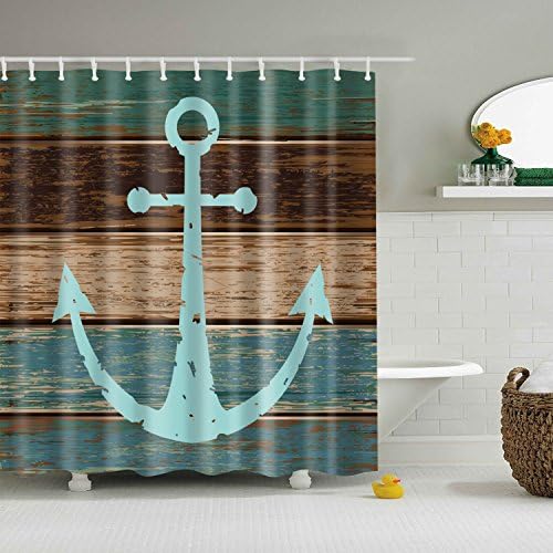 Accurato 180x180cm Polyester Bathroom Decoration Waterproof Shower Curtain Panel with Hooks Anchor