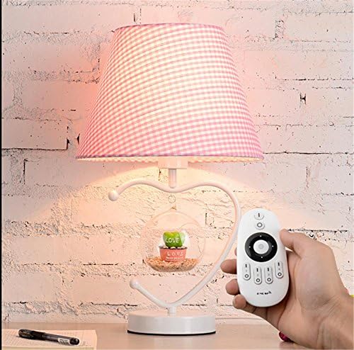 WGE Remote Control Palette Light Console Modern Simple Creative Romantic Pastoral Warm Bedroom Bedside Feeding Table Lamp , Log Color