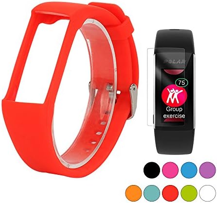 Polar A360 Band with Screen Protector, TUSITA® Replacement Soft Silicone Adjustable Bracelet Sport Strap WristBand Accessory for Polar A360 (Red)