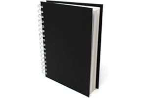 Artway Studio - Spiralgebundenes A5-Skizzenbuch - Hochformat - 96 Seiten/48 Blätter aus 170 gsm Papier - Schwarzes Skizzenbuch mit festem Einband, Schwarz