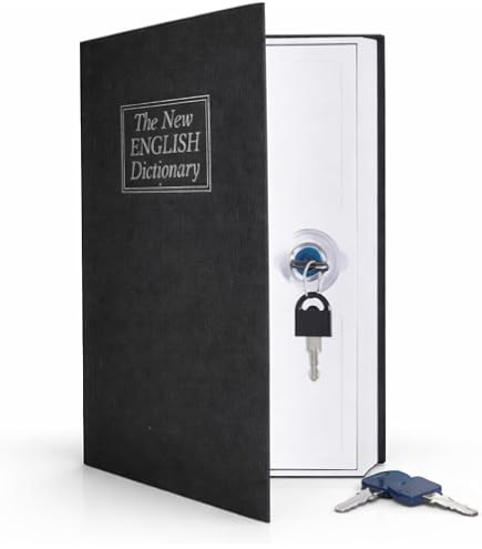 Baluue Book Safe With Combination Lock – Secret Diversion Safe For Cash, Jewelry & Passport, Realistic Dictionary Design, Portable Hidden Lock Box