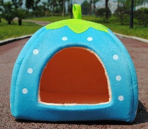 Strawberry-Pet-igloo-bed-House-3-sizes-and-3-colours-to-choose-from-Small-Red