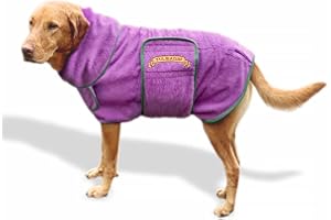 TAIL BLAZERS™ Quality Dog Drying Coat Keeps Dog Warm After Walking, Rain Or A Shower. Dogs Bath Towel Dry Accessories. Soft Double Layer Microfibre Towel For Pets. Machine Washable. (XXL/Purple)