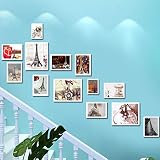 YaNanHome Wand-Wand-Dekorations-Malerei-Hintergrund-Wand-Foto-Wand des Foto-Wand-Treppen-Wand-kreativen Kombinations-Foto-Rahmen-Korridors eins (Color : Weiß)