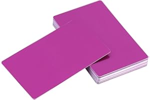 ZYYINI Carte De Visite En MéTal, Cartes De Visite En Aluminium Gravé Vierge De 50 Pcs Pour Cartes De Visite Bricolage 5 Couleurs(Violet)