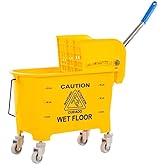 TARGET HYGIENE Single Bucket Wringer Trolley Mini Mop Bucket Wringer Trolley Free with Wet Mop Clip & Wet Mop Refoll (350 GM)