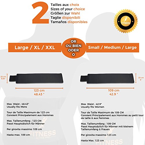 Fitnessgürtel – Premium Schwitzgürtel – Leicht zu Reinigen – Mehr Schwitzen – 2 GRATIS BONUS inkl. + Tragetasche + Körperfettzange – Bauchweggürtel Hot Belt mit Sauna Effekt ideal für Ihr Training, zum Laufen, Joggen – 2 Größen zur Wahl - 6