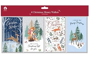 Tallon (X9060A) Christmas Xmas Money Cash Gift Wallets & Envelopes, Woodland Designs Designs - Pack of 4