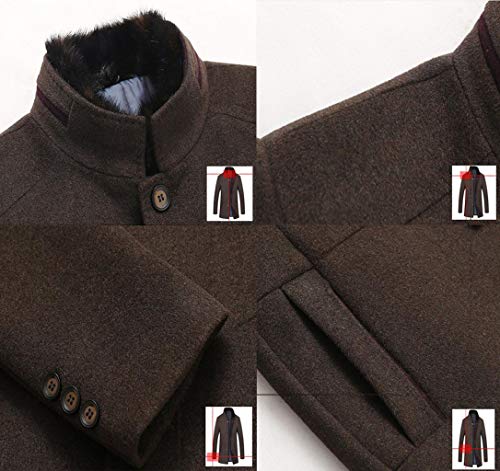 PFSYR Herren Wolljacke, Winter warme Wollmantel, Stehkragen Mode sehr schönes Geschenk (Farbe : Brown, größe : S)
