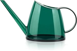 Cyrank Gießkanne für Zimmerpflanzen, 1,2L Pflanzengießkanne mit langem Auslauf Kleine Zimmergießkanne transparent für Gartenblume(Green)