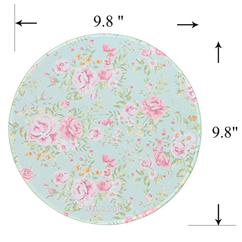 Gaming Mauspad(250 x 250 x 3 mm) ,Lizimandu Silent Designer Runde Round Mousemat /Standard Size mit Anti-Rutsch-Leder-Runde Double Sided Durchmesser 25 cm für alle gängigen Mouse-Typen(Blauer Hintergrund Rose/Blue Background Rose) - 3