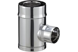 POUJOULAT Te de branchement inox pour poele a granules - PGI pour poeles a Pellets - Diametre 80/130 - Finition : Inox ( piquage simple paroi)