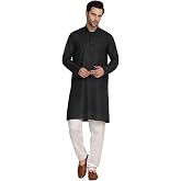 KRAFT INDIA Men's Solid Cotton Rich Stylish Kurta Pyjama Set (Color-Black, Size-36)