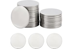 SUNNYCLUE 1 boîte de 40 plaques D'Estampage en Acier Inoxydable Étiquette en Métal Estampé en Vrac de 25mm Patchs de Disque Vierges Gravables Ronds Plats en Argent pour la Gravure de Bijoux de Bricol