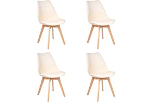 Gremium Set 4 Sedie Con Cuscino Imbottito In Pelle, Struttura In Legno Di Faggio E Seduta Ergonomica Per Arredo Sala da Pranzo, Cucina e Ufficio