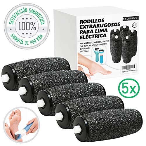 Recambio Compatible Dr Scholl Velvet Smooth 5 Rodillos Extrarugosos | Quita Durezas Para Pies Electrico Rodillos | Dr Scholl Lima Pedicura Electrico | Eliminar Durezas Y Callos - Talones Agrietados